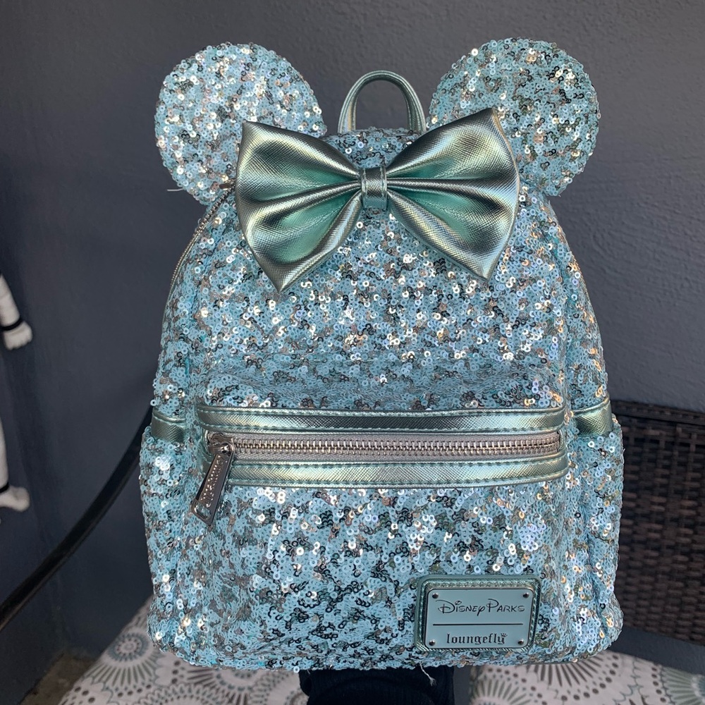 Disney Parks Loungefly Backpack Arendelle Aqua Sequin
